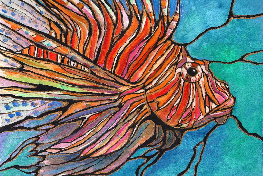Watercolor Lionfish Paint Night